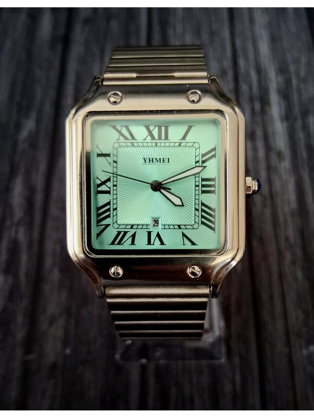 Vintage Inspired Square Milano Mens Tiffany Roman Dial Watch